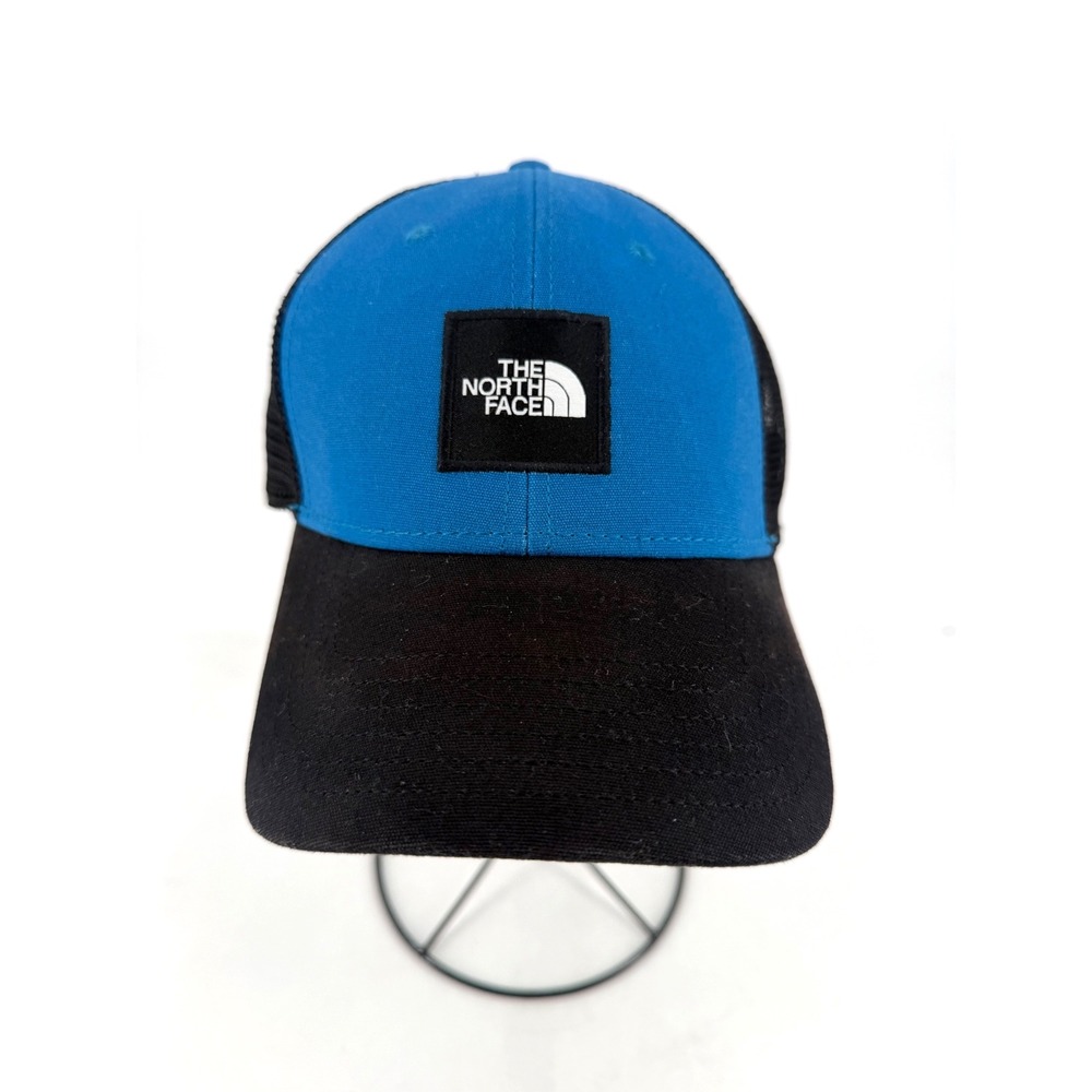 The North Face Trucker Hat Mens OS Blue Black Mesh Snapback Logo Cap Gorpcore
